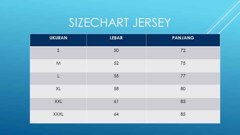 Sizechart Konveksi Pusat Konveksi Jersey Seragam Karyawan Kemeja